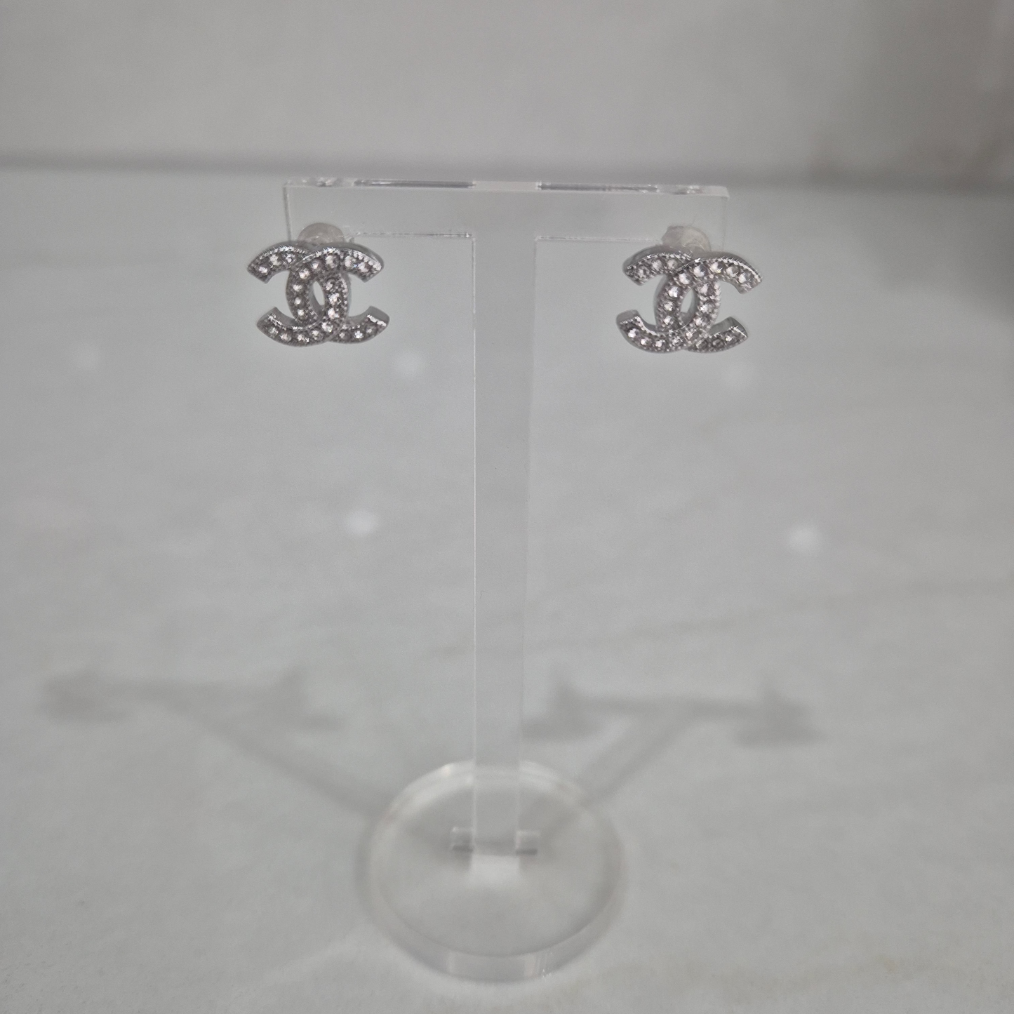 Chanel Diamante Silver Earrings