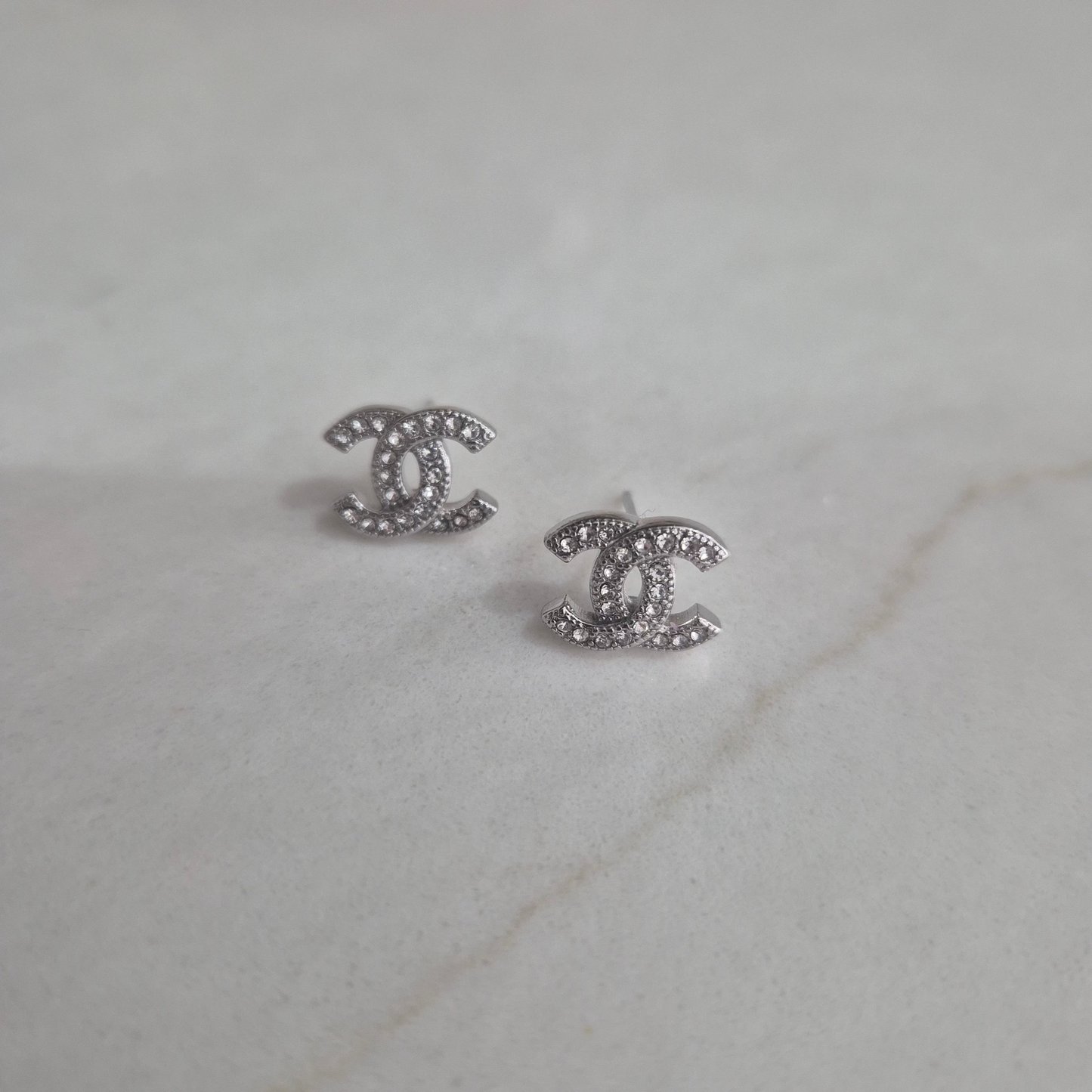 Chanel Diamante Silver Earrings