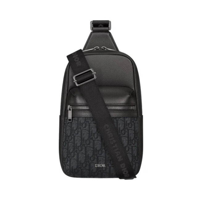 DIOR RIDER 2.0 SLING BAG - BLACK ON BLACK DIOR OBLIQUE